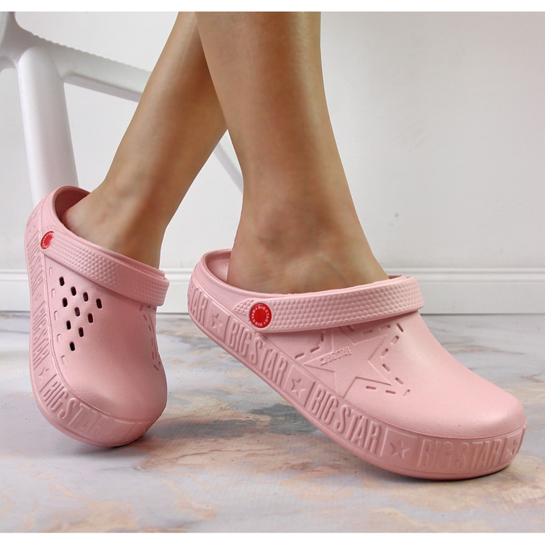 Women's pink slippers kroks pink Big Star II275008