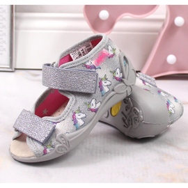 Gray Befado velcro slippers with a unicorn grey