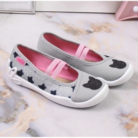 Girls' slippers on an elastic band with a cat slip on gray Befado grey