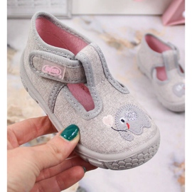 Girls' slippers with velcro gray Befado with an elephant grey