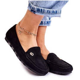 PS1 Women's Black Suede Loafers Colena