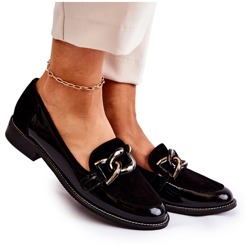 Classic Moccasins With Chain Laura Messi 2531 Black