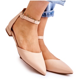 WD1 Women's Leather Ballerinas Sandals In Spitz Beige Caprise