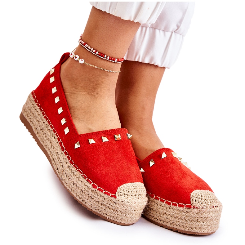 WT1 Women's Espadrilles With Red Laross Studs