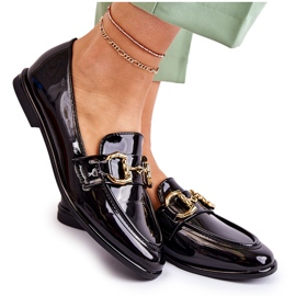 WS1 Women's Lacquered Black Coriso Moccasins