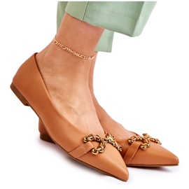 WS1 Women's Ballerinas In Spitz With Camel Carlos Decoration brown WS1 Women's Ballerinas In Spitz With Camel Carlos Decoration brown
