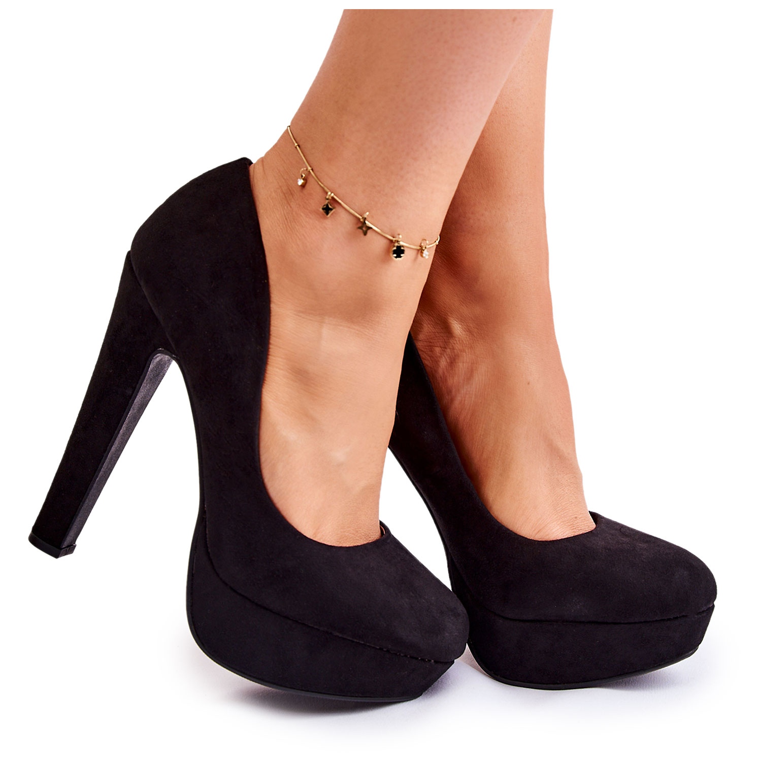 Sandália Salto Salto Alto De Camurça Salto Alto Sapato Preto