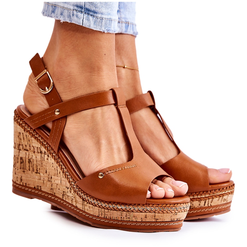 PG1 Classic leather sandals on a brown Valorin wedge