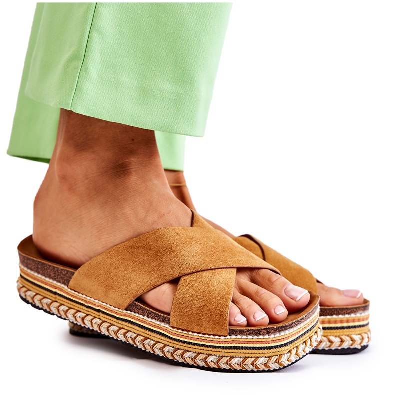 PG1 Women's Suede Slippers On The Camel Jossie Platform brown