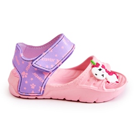 WJ1 Children's light sandals with decorations of pink and purple trusty