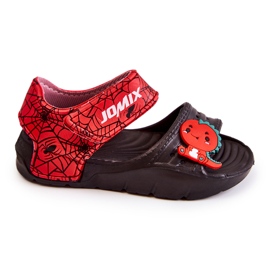 WJ1 Light children's sandals with black and red trusty decorations