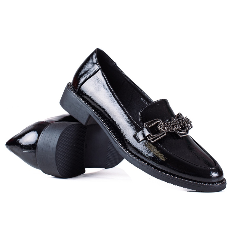 SHELOVET Patent women's loafers black