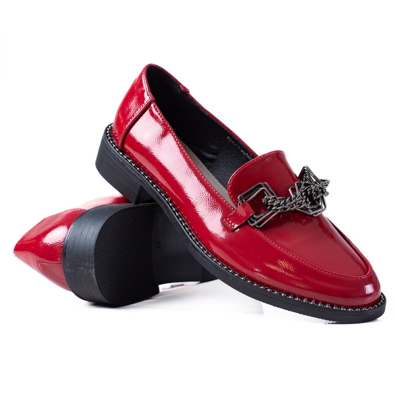 SHELOVET Patent women's loafers red