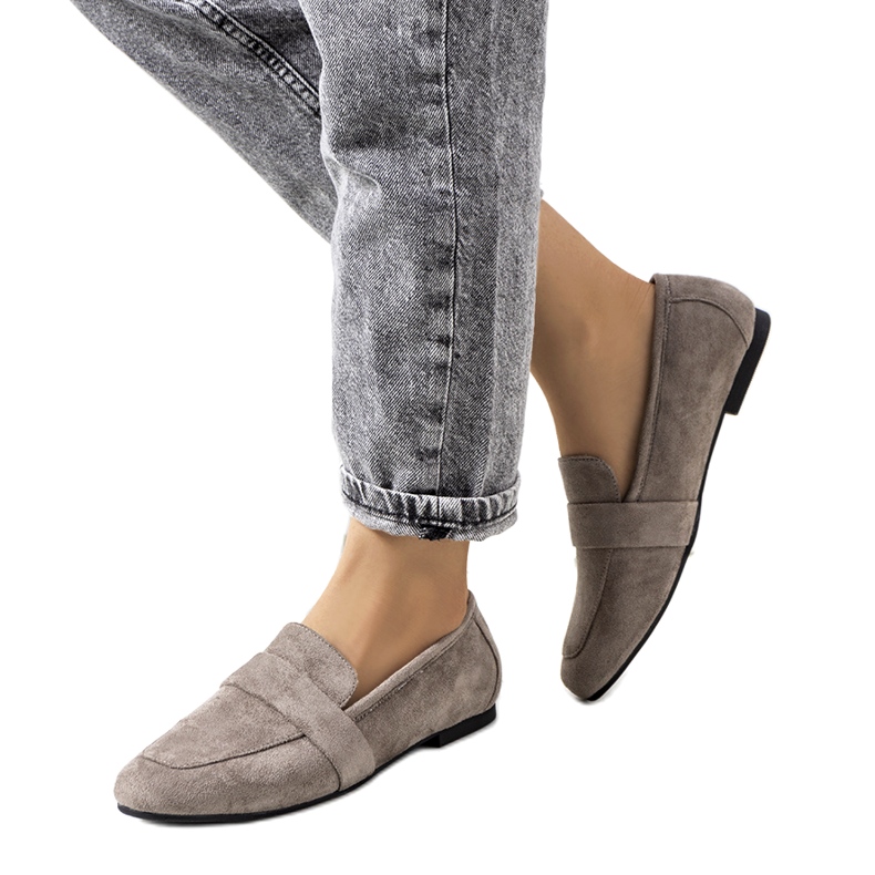 Women's moccasins in gray leather insert grey