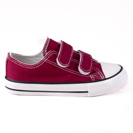 Velcro sneakers for children Vico burgundy red multicolored