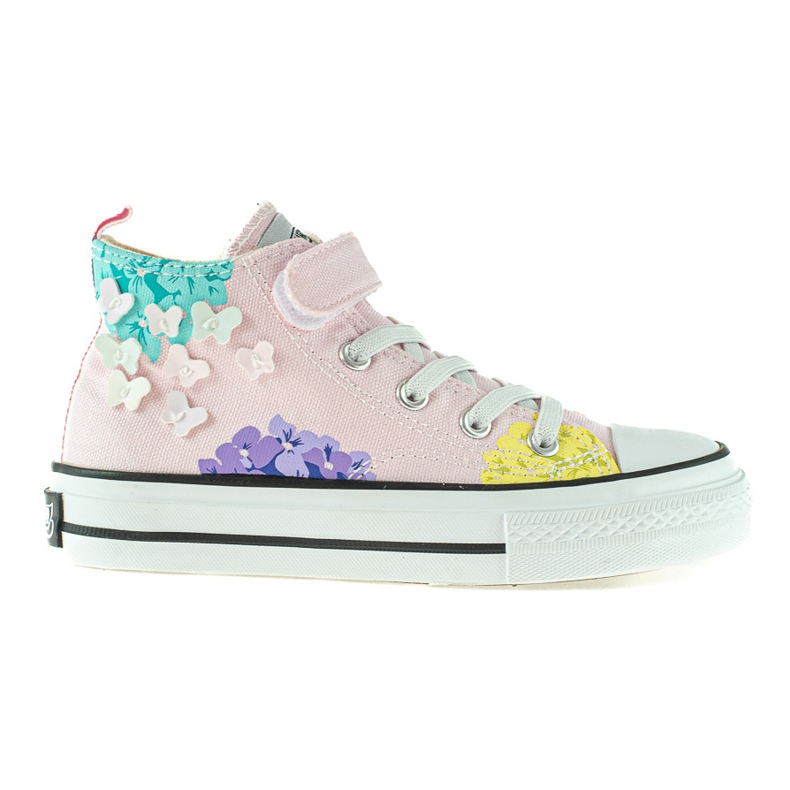 Shelovet high children's sneakers pink with flowers multicolored