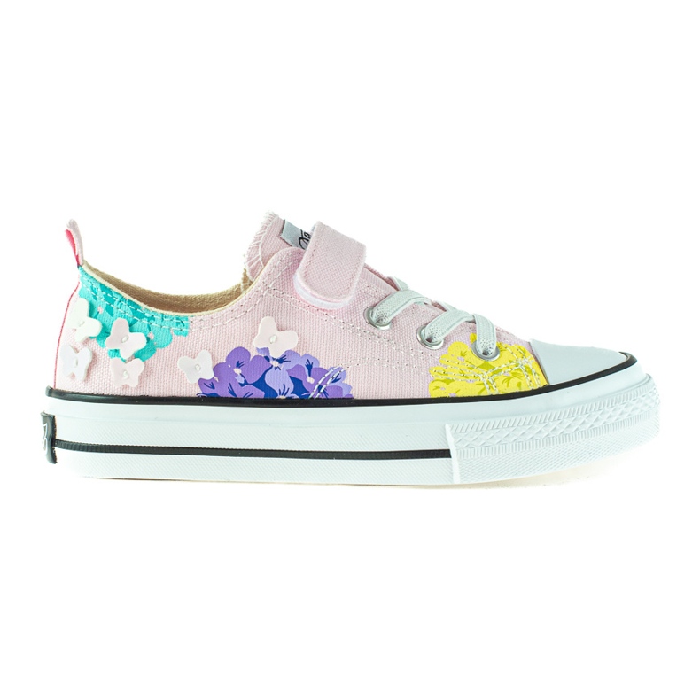 Shelovet low children's sneakers with pink flowers multicolored