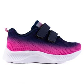 Children's Shelovet two-color Velcro sports shoes navy blue pink Children's Shelovet two-color Velcro sports shoes navy blue pink