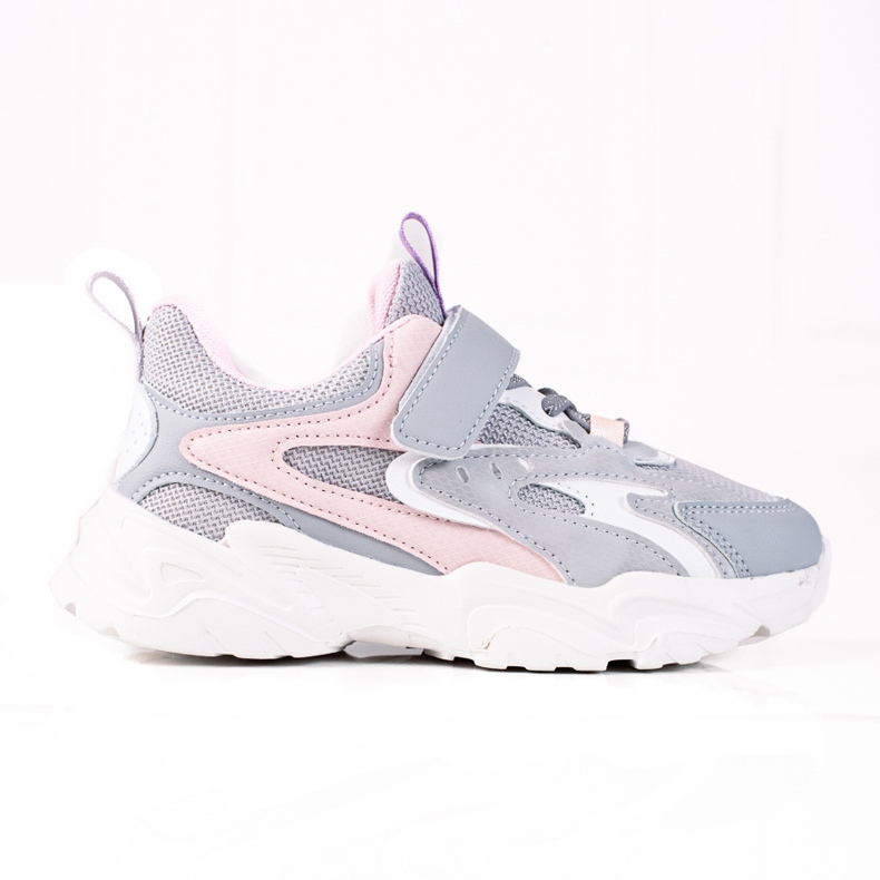 Shelovet children's sneakers on a thick sole, light gray pink grey