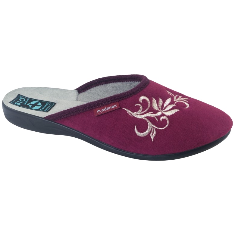 Maroon velor slippers Adanex 27861 multicolored