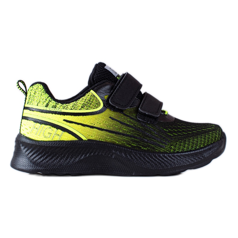 Shelovet boys sneakers with double velcro black and yellow