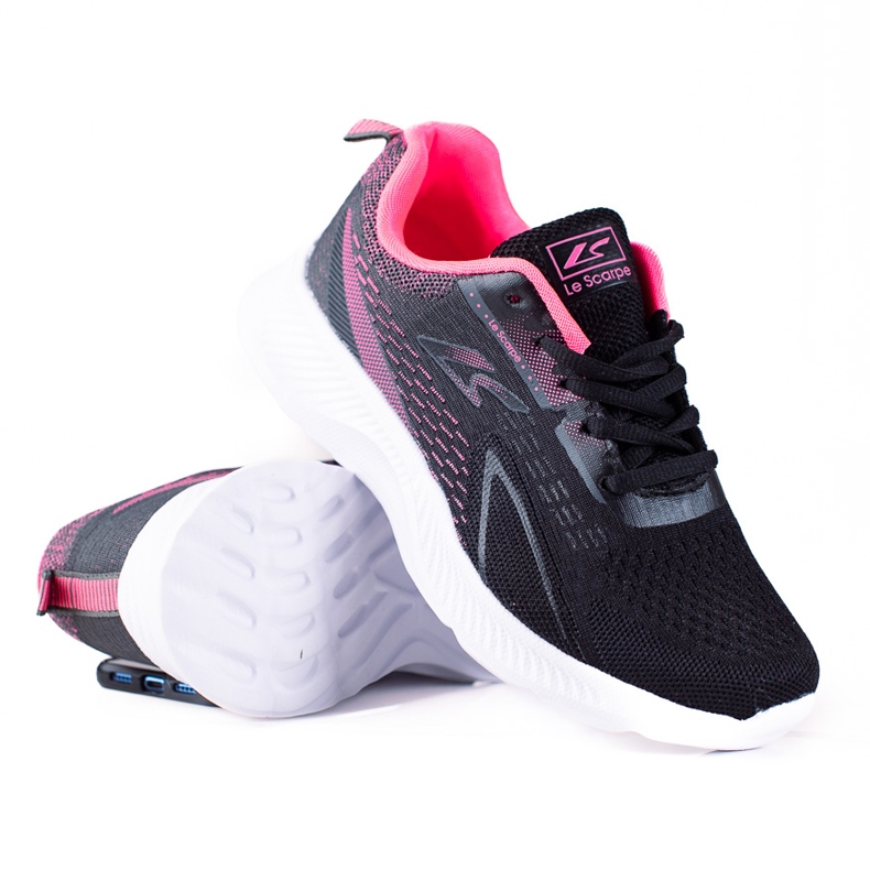 Shelovet dark gray lace-up sneakers with a white sole multicolored pink grey