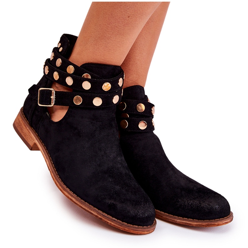 WS1 Women's boots with jets on a flat heel Black Larino