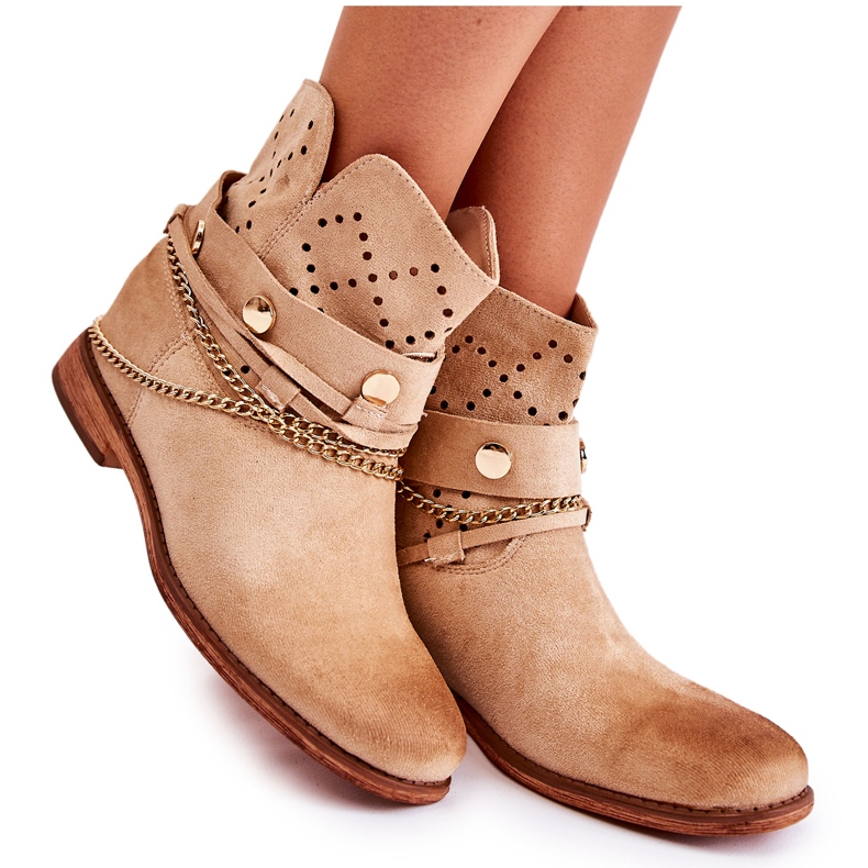 WS1 Suede Booties On A Hidden Wedge Beige Verine