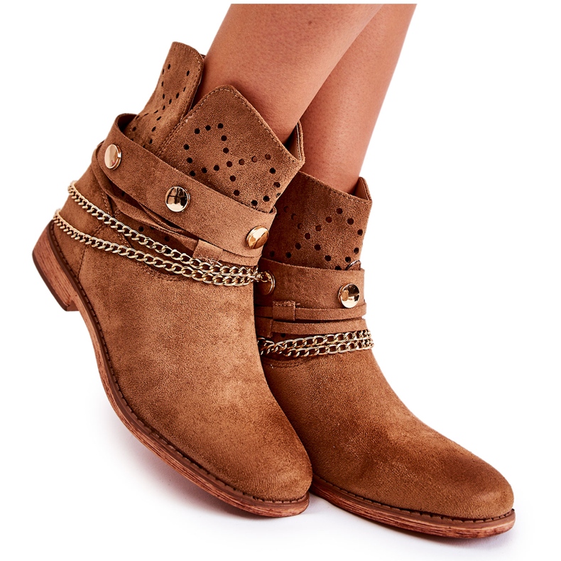 WS1 Suede Booties On A Hidden Wedge Brown Verine