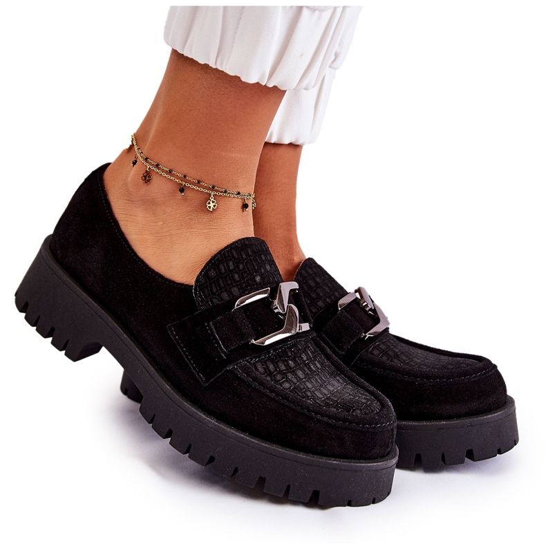 PL5 Fashionable Suede Black Loafers Rayhan