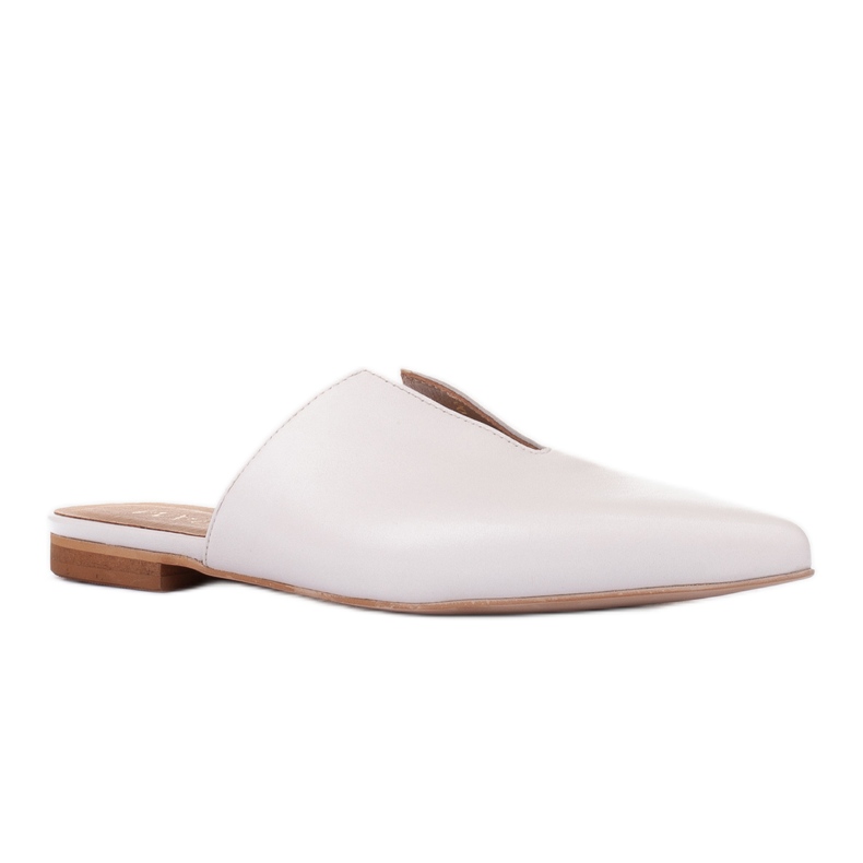 Marco Shoes Leather slippers with a cutout white