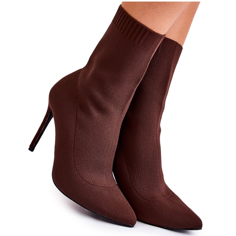 WS1 Women's High Boots With A Sock On A Stiletto Heel Luisell Brown