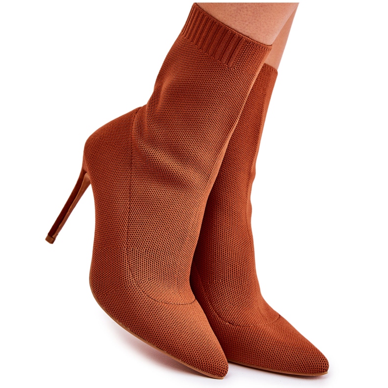 Women's High Boots With A Sock On A High Heel Camel Luisell brown