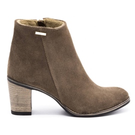 Olivier Women's leather boots insulated with earth-brown high heels