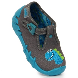 Buckle slippers with dinosaur Befado Jr BEF2O gray