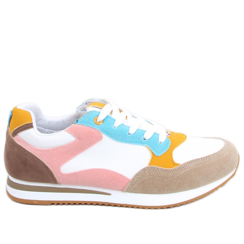Pokki Khaki women's sports shoes white pink yellow