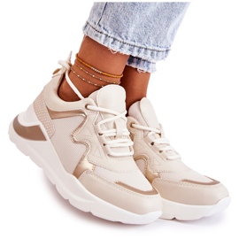 PG1 Women's Fashionable Sneakers Light Beige Allie golden