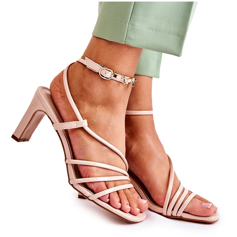WS1 Classic Lacquered Sandals On High Heels Beige Milani