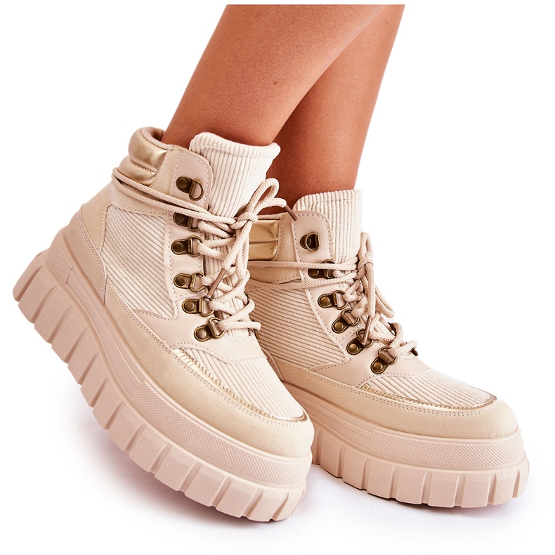 FB3 Fashionable Women's Ankle Boots Beige Magnific FB3 Fashionable Women's Ankle Boots Beige Magnific