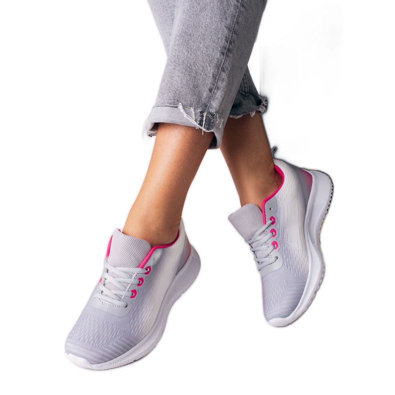 White and gray laced Shelovet women's sports sneakers grey White and gray laced Shelovet women's sports sneakers grey