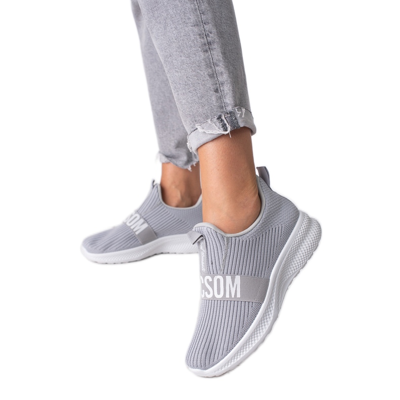 Shelovet gray textile sneakers for women grey