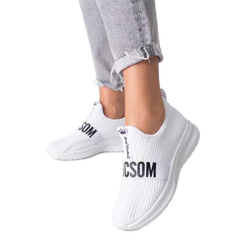 Shelovet women's white textile sneakers