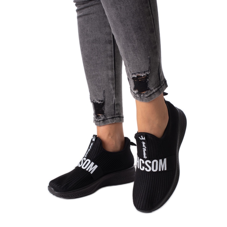 Shelovet women's black textile sneakers