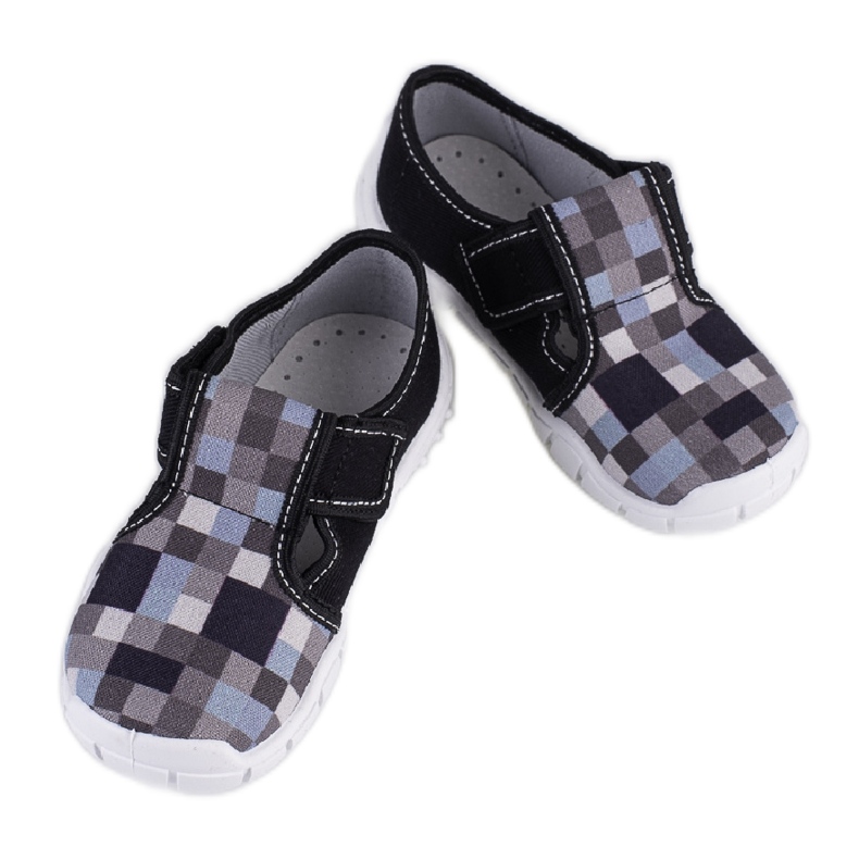Slippers boys Viggami Dominik check blue grey