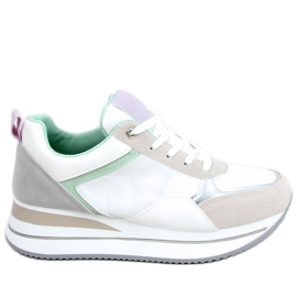Bahar Gray wedge sneakers beige violet silver grey multicolored