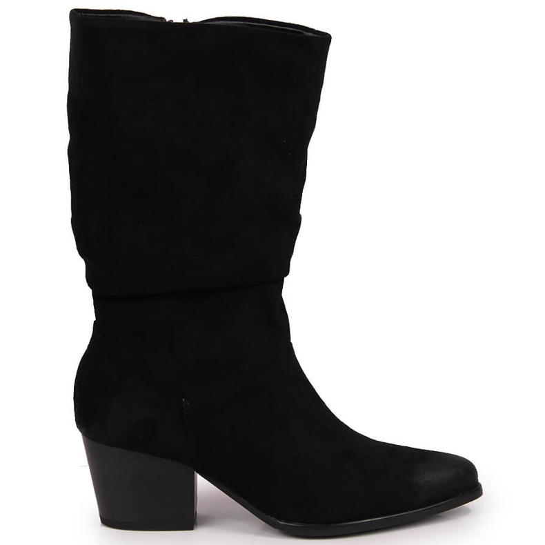 Black boots for women, crinkled, black Vinceza