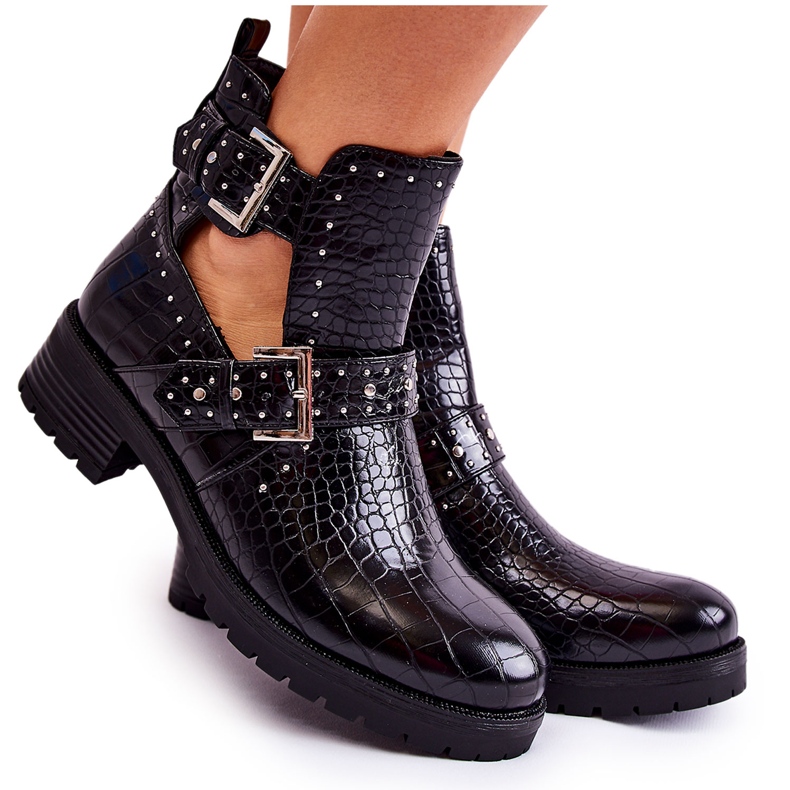 PG1 Women's Ankle Boots With Cutouts Black Santhana