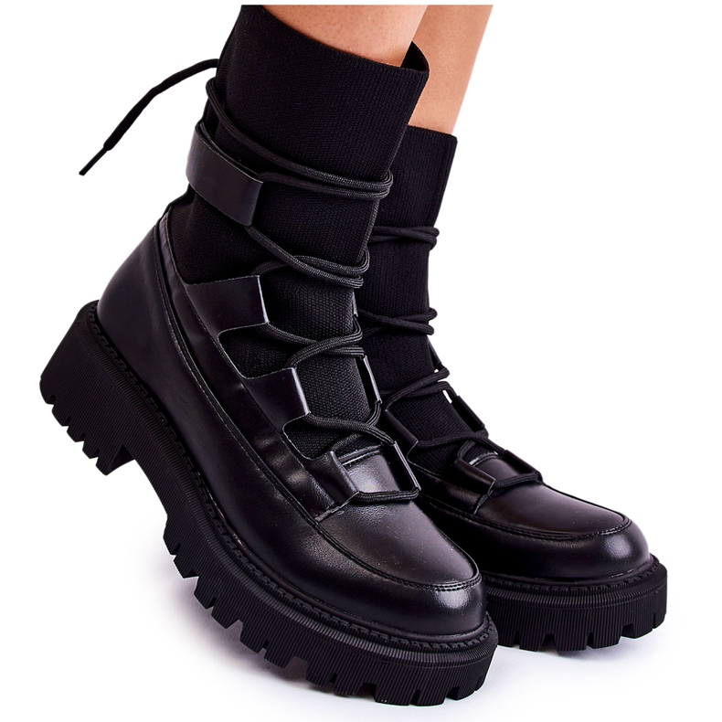 PS1 Women's Boots Workers With A Sock Black Fallor