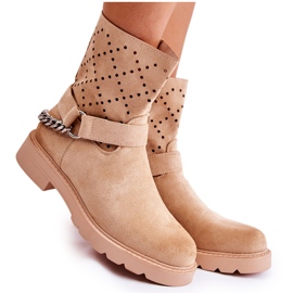 Openwork Booties With A Zipper Beige Chantelle Chain