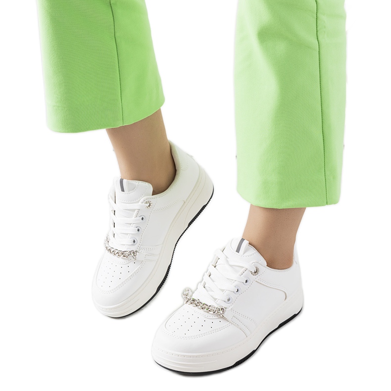 White Kelliher chain sneakers